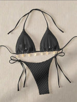 Sexy Bikini Set White Shell Designer Swimsuit 2025 New Halter Push Up Micro Bikinis Summer Bathing Suit Tie Side Thong Swimwear