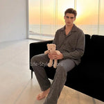 Autumn Winter Solid Color Soft Skin Friendly Fleece Warm Two Piece Homewear Sleepwear Women Dralon Couple Pajamas