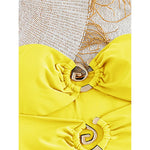 XS - L 6 Colors With Skirt Cut Out Women Swimwear Bandeau Metal Ring Bather Bathing Suit Swim One Piece Swimsuit Female K8108
