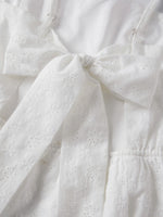 2026 Summer Women's Floral Eyelet White Cami Dress Sleeveless Square Neck A-line Dress Beach Bohemian Retro Sundress