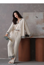 Women's Autumn and Winter Pajamas 3-Piece Set Soft and Half Velvet Thickened and Warm
