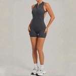 Women's Seamless Yoga Jumpsuits Sports Running Fitness Backless Sleeveless Hip-lifting One-piece Workout Gym Shorts Bodysuits