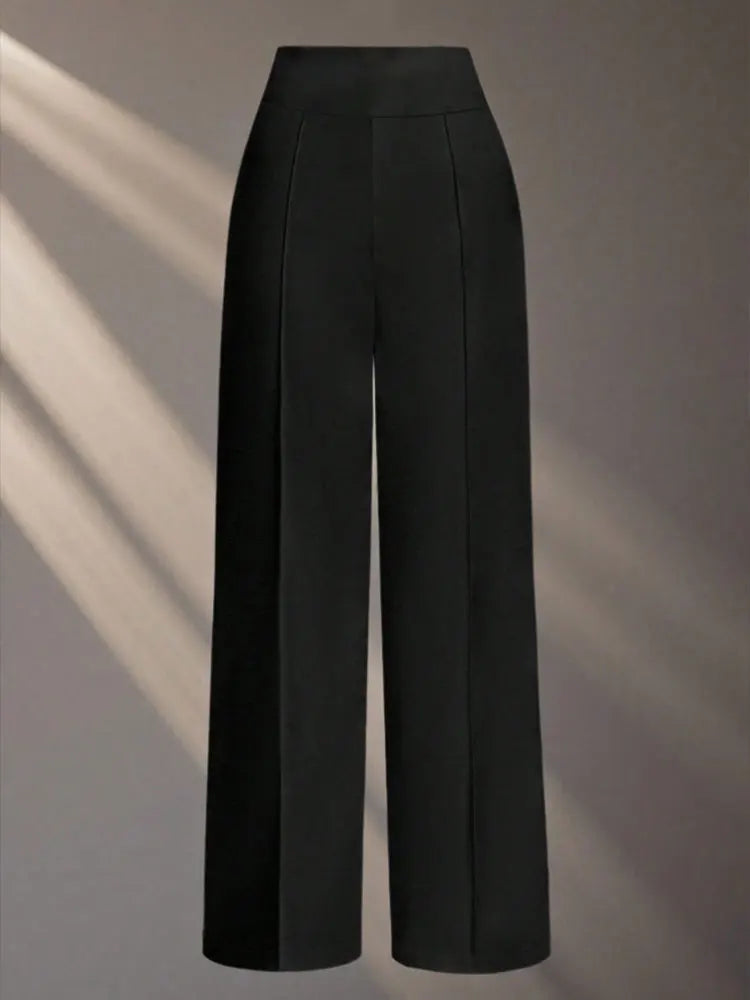 Women's Elegant High Waist Straight Pants Casual Street Style Long Trousers Office Business Fashion Wide Leg Pants Summer Wear