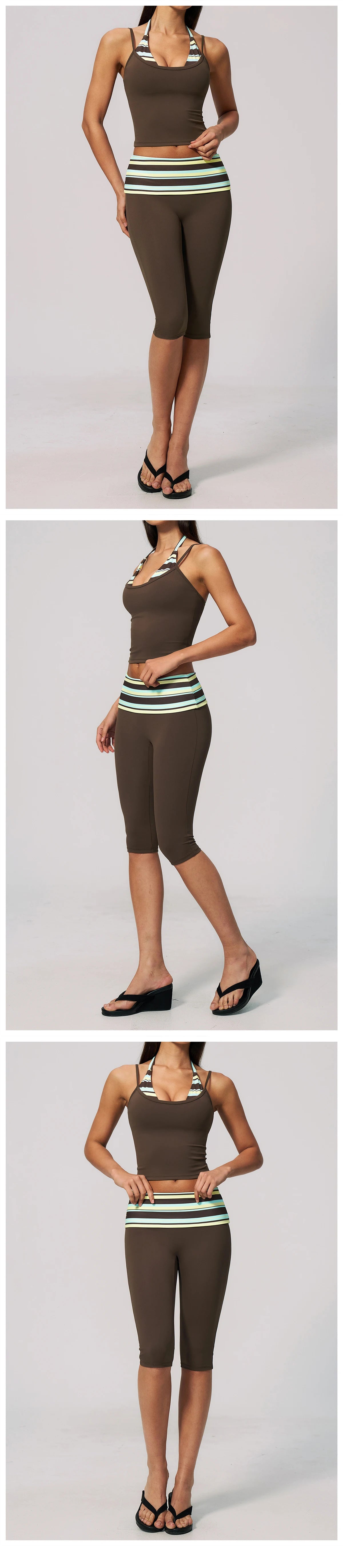 Yoga Set 2PCS Fitness Set Women's Tracksuit Sports Outfits Workout Clothes Female Running Capri Pants Gym Suit Athletic Wear