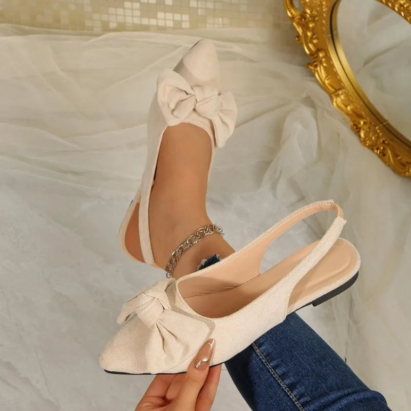 Bow Women Sandals Summer Pointed Low Heel Sandals Women Fashion Baotou Thin Strap High Heels Shoes for Women