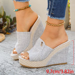 Vinatge Chunky Platform Sandals Women 2026 Summer Peep Toe Wedges Slippers Woman Plus Size 42 Thick High Heels Sandles Female