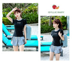 Split Swimsuit Women's Short Sleeved Conservative Cover Belly Slimming Professional Sports Sexy Hot Spring Two-piece Swimsuit
