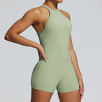 Short Sports Jumpsuit Women Hollow Out Backless Sleeveless High Elasticit Yoga One Piece Suit Tight Fitting Fitness Rompers
