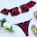 Floral Print Off Shoulder Bikini 2025 High Cut Swimsuit Women Female Brazilian Swimwear Two pieces Bikini set Bathing Suit Swim