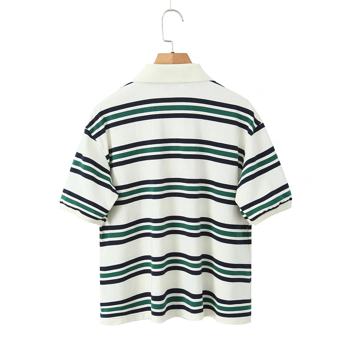 Foridol Burgundy Striped Casual Women T-shirt Summer Loose Polo Shirts Buttons New Female Tops Blouse White Tops Spring Shirt