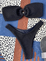 Sexy Fishnet Strapless Bandeau Bikini Women Swimsuit Female Swimwear Two-pieces Bikini set High Cut Bather Bathing Suit Swim