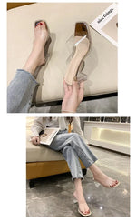 Summer Women Pumps Sandals PVC Jelly Slippers Open Toe High Heels Women Transparent Perspex Slippers Shoes Heel Clear Sandals