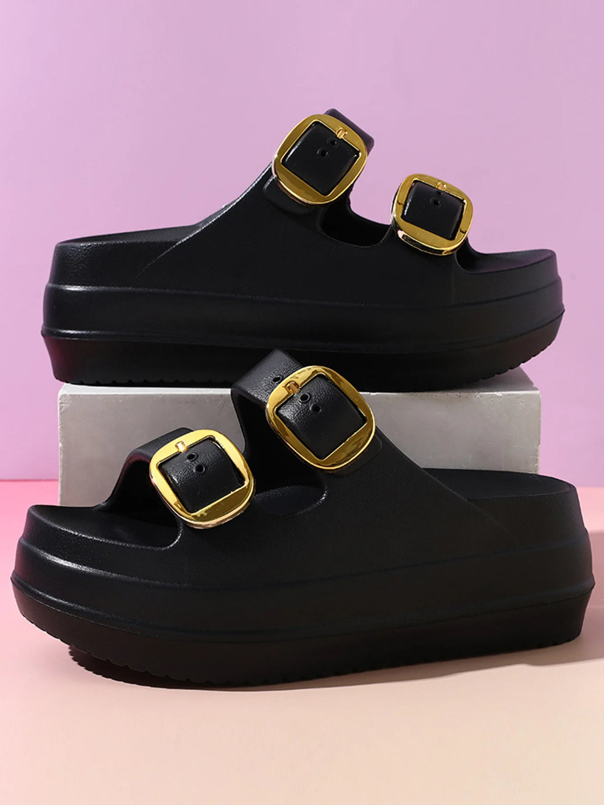 Women's Slippers Solid Color One LineThick Soles Anti Slip and Wear-resistant Fashionable Simple Indoor Outdoor Beach Sandals
