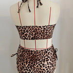 NEW Large Plus Size 2 Pieces Bikini High Waist Swimsuit Women Leopard Swimwear Female Bather Bathing Swimming Swim Suit