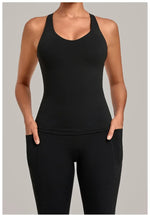 Women's Seamless Yoga Vest Sports Fitness Gym Beauty Back Top Nude Slim Fit Training Running Workout Vest
