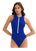 2026 New Zipper One Piece Swimsuit For Women Plus Size Swimwear Solid Bathing Suit Summer Beachwear Swimming Suit For Women 3XL