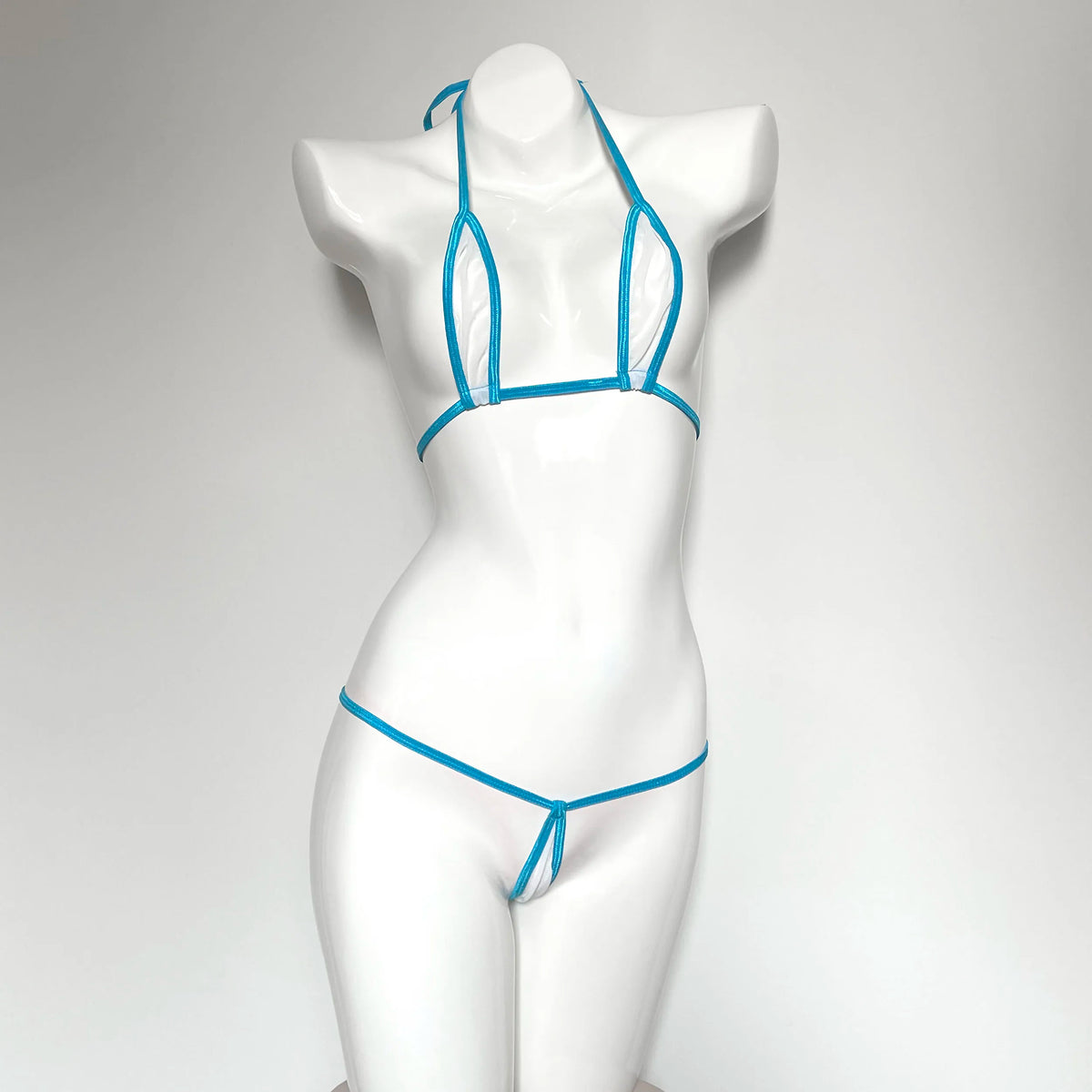 DEKA Transparent Micro Mini Bikini Set Mesh Teardrop Swimwear Women Thong Swimsuit Bandage Biquini Net Yarn Oval Halter
