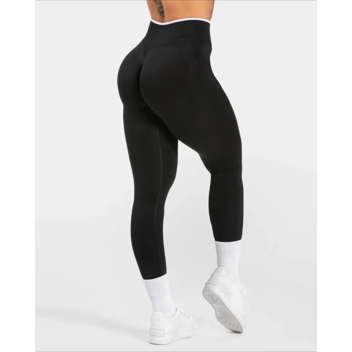 Seamless Gym Leggings Woman Solid Color Yoga Pants White Edge Waist Tight High Waist Hip Lifting Sports Pants Running Leggings