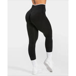 Seamless Gym Leggings Woman Solid Color Yoga Pants White Edge Waist Tight High Waist Hip Lifting Sports Pants Running Leggings