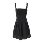 Foridol Bowknot Smocked White Short Dress Women Summer Cotton Mini Sleeveless Tank Sundress Beach Chic Buttons Dress for Petite