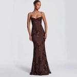 Sexy Backless Cross-cutout Strap Dress For Women Heavy-duty Fishbone Steel Support Slim-fit Jacquard Gown Fishtail Long CAUP