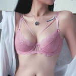 Sexy Lace Bra Set Large Breasts Ultra Thin Full Coverage Push Up Effect Big Cup Supporr Detachable Straps Pure Sensual Underwear