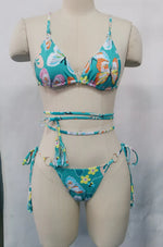 Print Triangle Bikini Set Women Split Swimwear Sexy Bandage Design Micro Bikini Beachwear Summer New Lady Swimming Bathing Suit