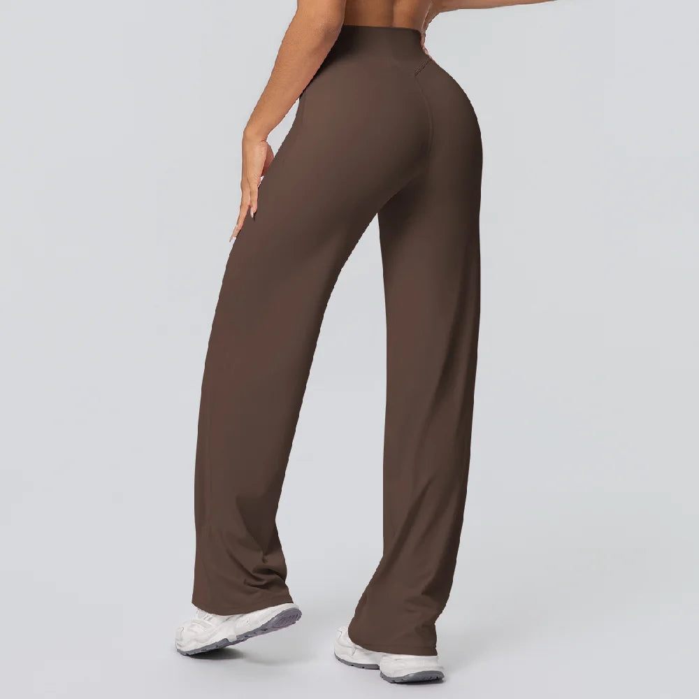 High Waist Wide Leg Yoga Pants Leggings Women Sports Fitness Bell-bottoms Female High Elastic Push Up Gym Workout Flared Pants