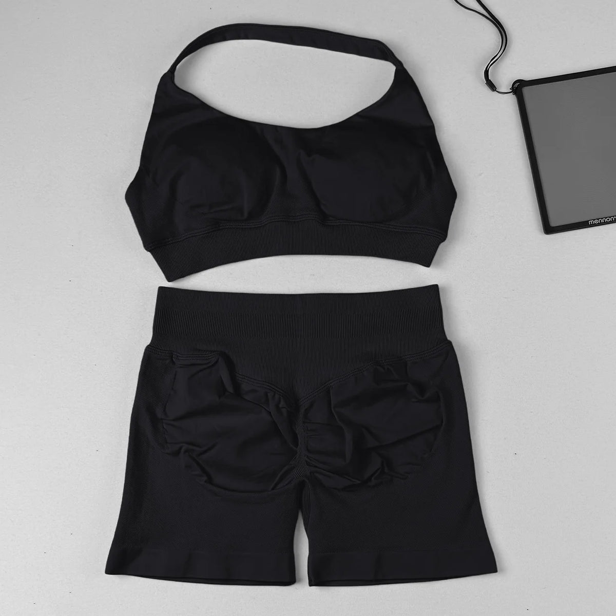 STOUREG Women's Fashion 2 Piece Sports Set Lace Up Sports Bra Seamless Shorts Leggings Yoga Gym Fitness Running Tracksuit