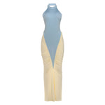 Talenza Elegant Evening Dress Women Fashion Slim Sleeveless Shrinking Clash Long Dress Vintage High Waisted Luxury Summer Dress