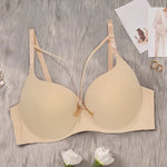 Beauwear Solid Color T-shirt Bras for Women Padded Bra Push Up Cross Straps Bow Underwear