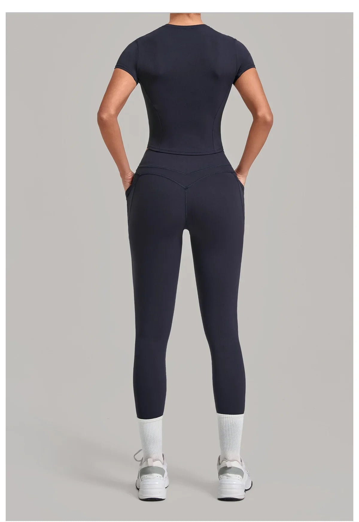 Women's Seamless Yoga Sets Sports Fitness Hip-lifting High Waist Pants Slim Fit Short-sleeve Suits Workout Running Training Sets
