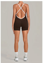 Women's Seamless Yoga Jumpsuits Fitness Sports Gym Hip-lifting Sleeveless One-piece Backless Workout Training Shorts Jumpsuit