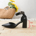 Women's Shoes Women's Fashion Pointed Toe Shallow Mouth Wrapped Head One Buckle Strap Block Heel Sandals