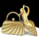 Doershow beautiful High Quality African Style Ladies Shoes And Bags Set Latest GOLD Italian Shoes And Bag Set For Party H-1
