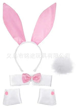 Easter Bunny Girl Cosplay 3-Piece Prop Set - Satin Headband Fluffy Rabbit Tail for Halloween Christmas