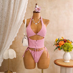 Sexy Black Plaid Print Holiday Bikinis Sets 2026 Women Bandage Cross Fishbone Top 3 Piece Swimsuit Summer Bathing Suit Swimwear