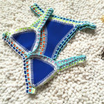 Bikini Crochet 2026 Handmade Knit Patchwork Reversible 2 Piece Swimsuit Women Halter Top Brazilian Bathing Suit Thong Swimwear