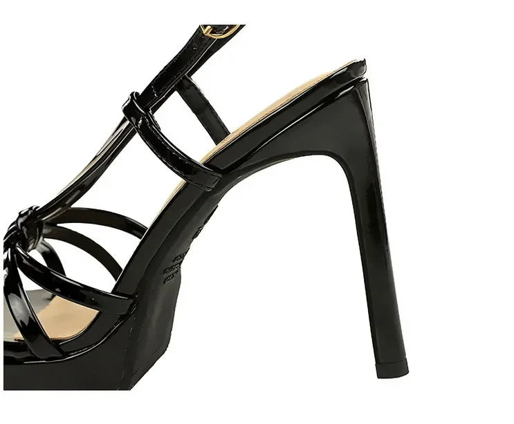 BIGTREE Classic Black Ankle Strap Stiletto Heels Round Toe Open Toe High Heels Women's Versatile Dress Shoesfor All Occasions
