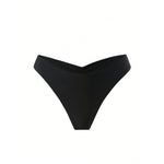 S - XL Black Scrunch Butt Thong Bikini Bottom Swim Brief Women Swimwear Female Bather Brazilian Tanga Panties Underwear V6864