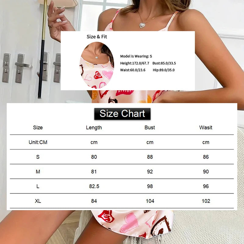 Satin Nightdress For Women Summer Sleeveless Nightgowns Sexy Lingerie Mini Night Dress Nightwear Loungewear Pyjama Pijama Femme
