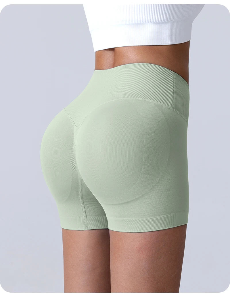 Cross-Back Yoga Shorts for Women - High-Waisted Tummy Control Fitness & Yoga Running Breathable Quick-Dry Shorts