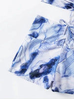 2024 Separate Swimsuit Tie Dye Print Bikini Bathing Suit Women Tankini Set Drawstring Two-Piece Suits Shorts Swimwear Female