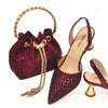 DoershowAfrican fashion Italian Shoes And Bag Sets For Evening Party With Stones wine Italian Handbags Match Bags! HAE1-4