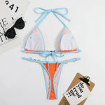 New Micro Bikini Set for Woman Chain Link Swimsuit Sexy Backless Neck Lace-up Bathing Suit Beachwear Female Push Up Swimwear