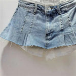 New Fashion Women's Irregular Fake Two-piece A-line Mini Denim Skirts 2026 Autumn Trendy High Waist Skirt Female Fashion XHV4