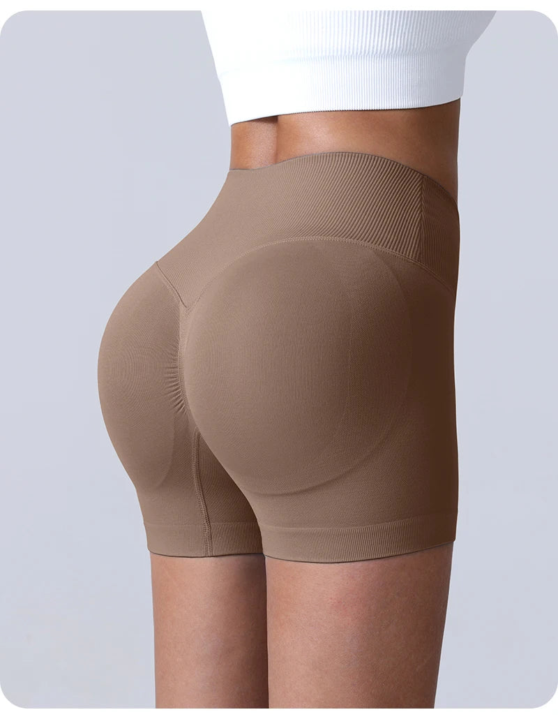 Cross-Back Yoga Shorts for Women - High-Waisted Tummy Control Fitness & Yoga Running Breathable Quick-Dry Shorts