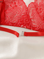 Floral Lace Sexy Lingerie Bow Open Split Cup Intimates Bra And Thongs Sets Crotchless Naughty Porn Sex Outfit Women's Underwear