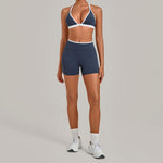 Summer Yoga Set 2Pcs Women's Tracksuit Back Cross Sports Bra Sportswear High Waist Butt-Lifting Fitness Pants Workout Top Suit