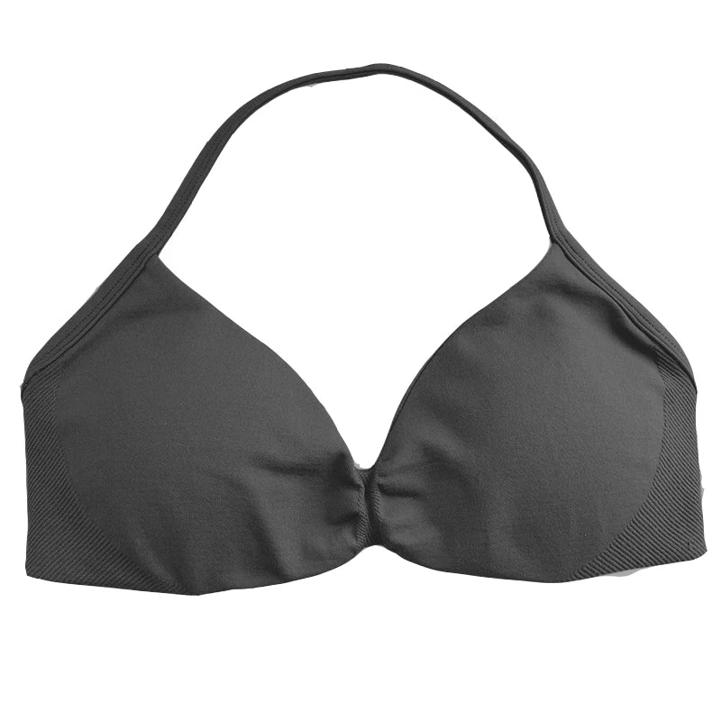 Strappy Sports Bra Seamless Women Clothes Halter Padded Yoga Bra Backless Gym Top Bras Fitness Scrunch Workout Yoga Tank Tops